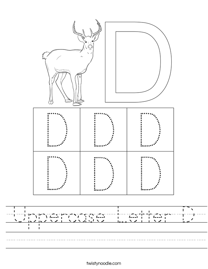 uppercase letter d worksheet twisty noodle