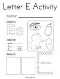 Letter E Activity Coloring Page