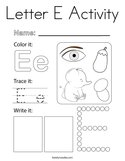 Letter E Activity Coloring Page