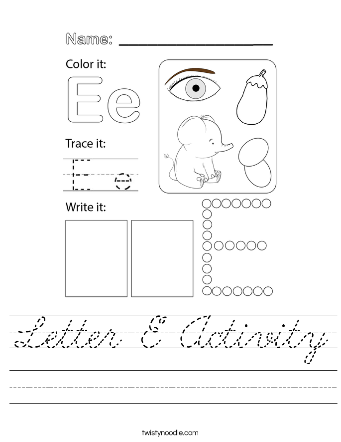 Letter E Activity Worksheet