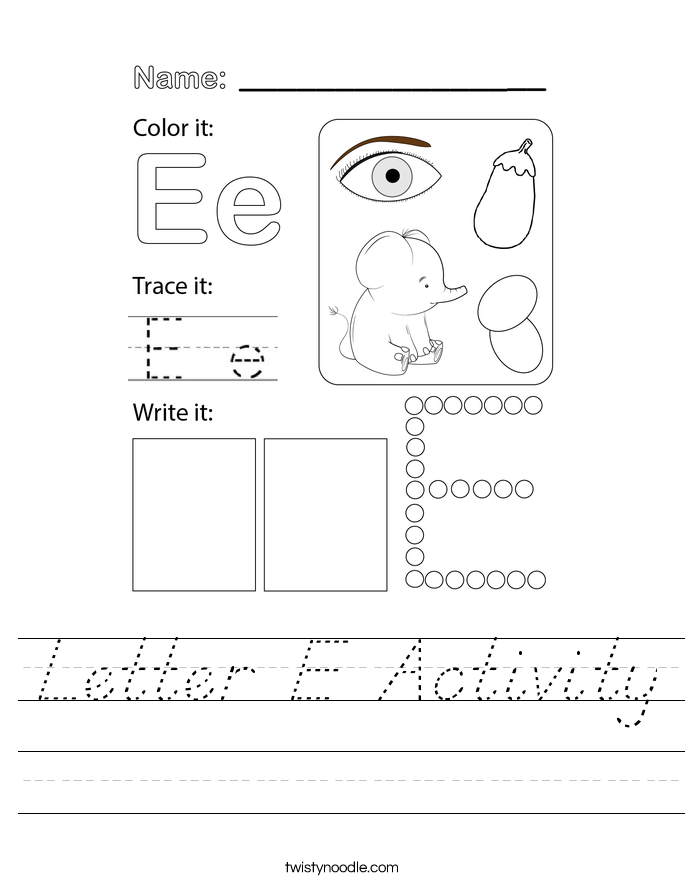 Letter E Activity Worksheet