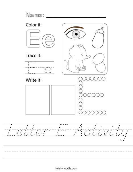 Letter E Activity Worksheet