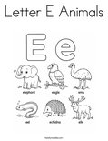 Letter E Animals Coloring Page
