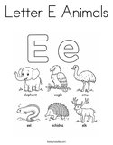 Letter E Animals Coloring Page