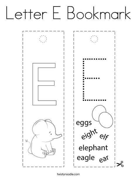 Alphabet Tracing - Letter E Coloring Page - Twisty Noodle