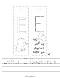 Letter E Bookmark Worksheet