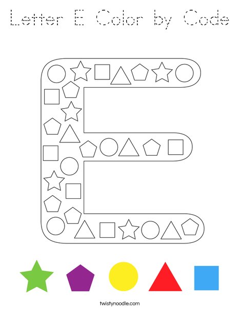 Letter E Color by Code Coloring Page