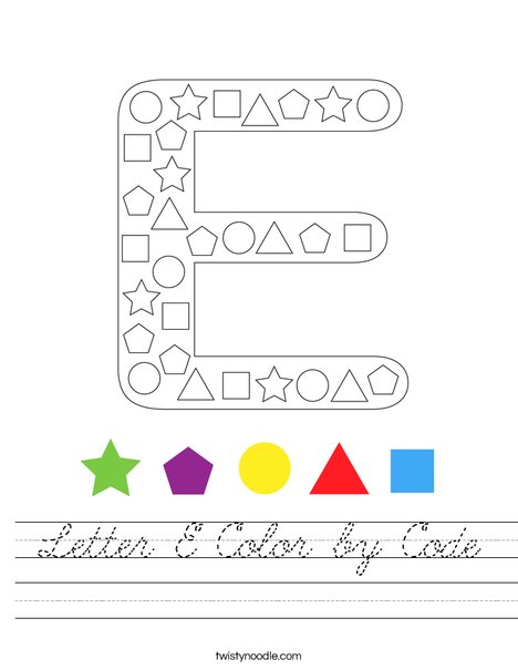 Letter E Color by Code Worksheet