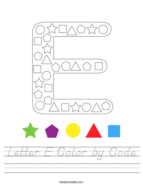Letter E Color by Code Worksheet