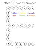 Letter E Color by Number Coloring Page