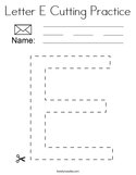 Letter E Cutting Practice Coloring Page