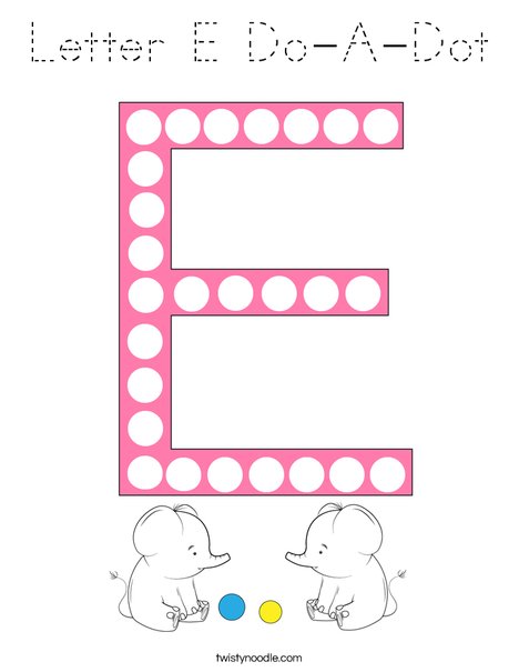 letter e do a dot coloring page tracing twisty noodle