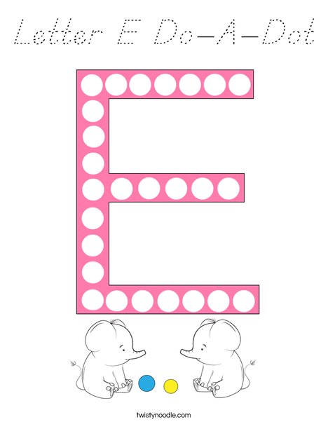letter e do a dot coloring page dnealian twisty noodle
