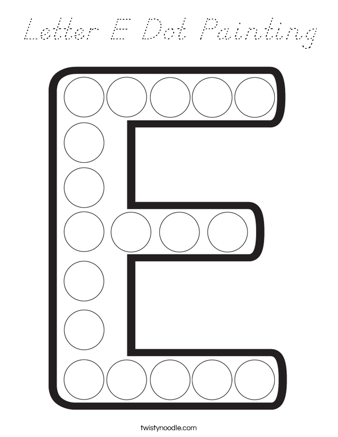 Letter E Dot Painting Coloring Page