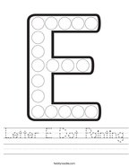 Letter E Dot Painting Handwriting Sheet