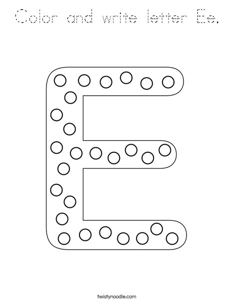 Letter E Dots Coloring Page