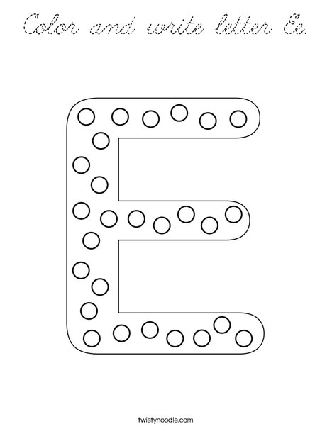 Letter E Dots Coloring Page