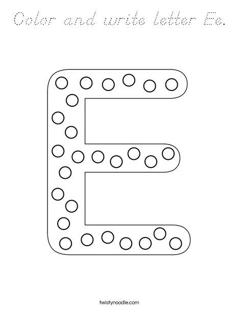 Letter E Dots Coloring Page