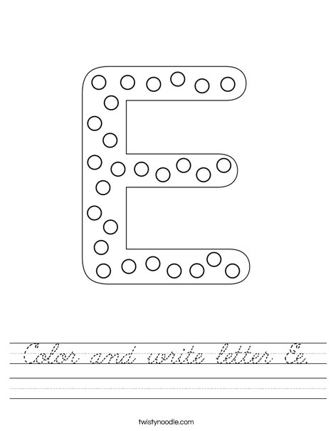 Letter E Dots Worksheet