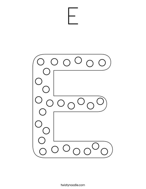 Letter E Dots Coloring Page