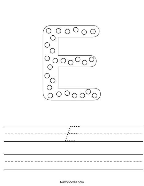 Letter E Dots Worksheet
