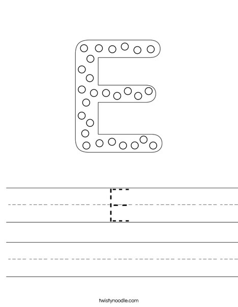 Letter E Dots Worksheet