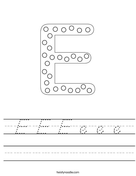 Letter E Dots Worksheet