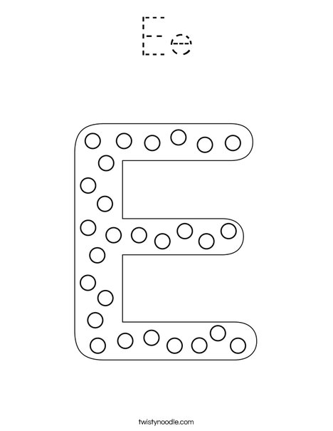 Letter E Dots Coloring Page