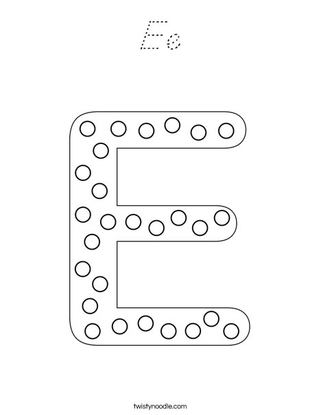 Letter E Dots Coloring Page