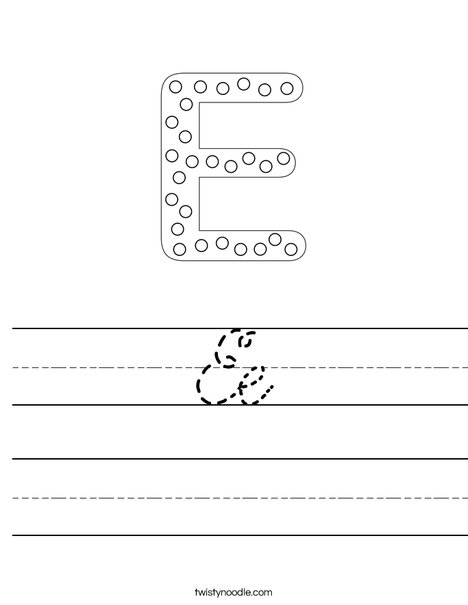 Letter E Dots Worksheet