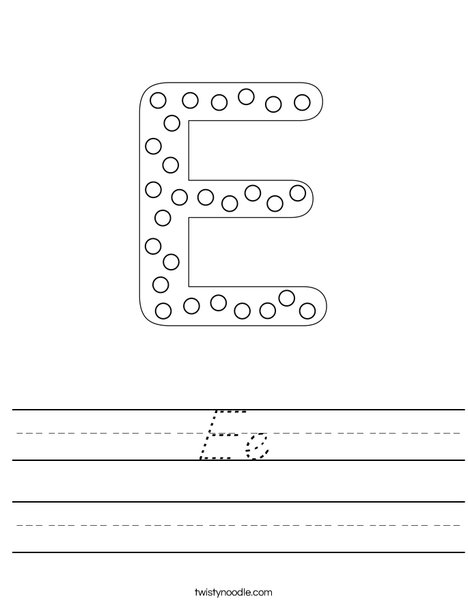 Letter E Dots Worksheet