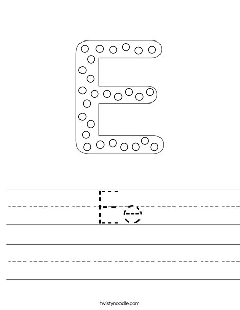 Letter E Dots Worksheet