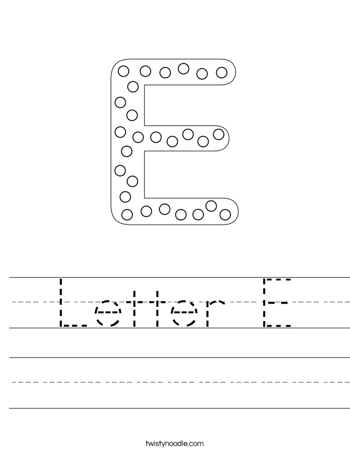 letter e worksheet twisty noodle