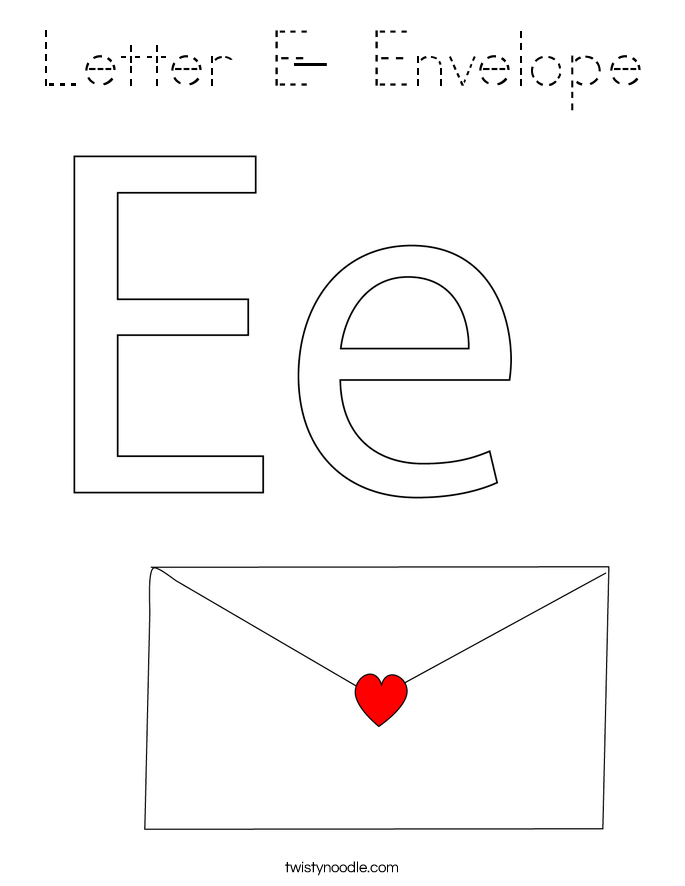 Letter E- Envelope Coloring Page