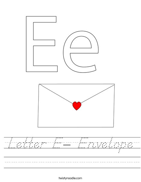 Letter E- Envelope Worksheet