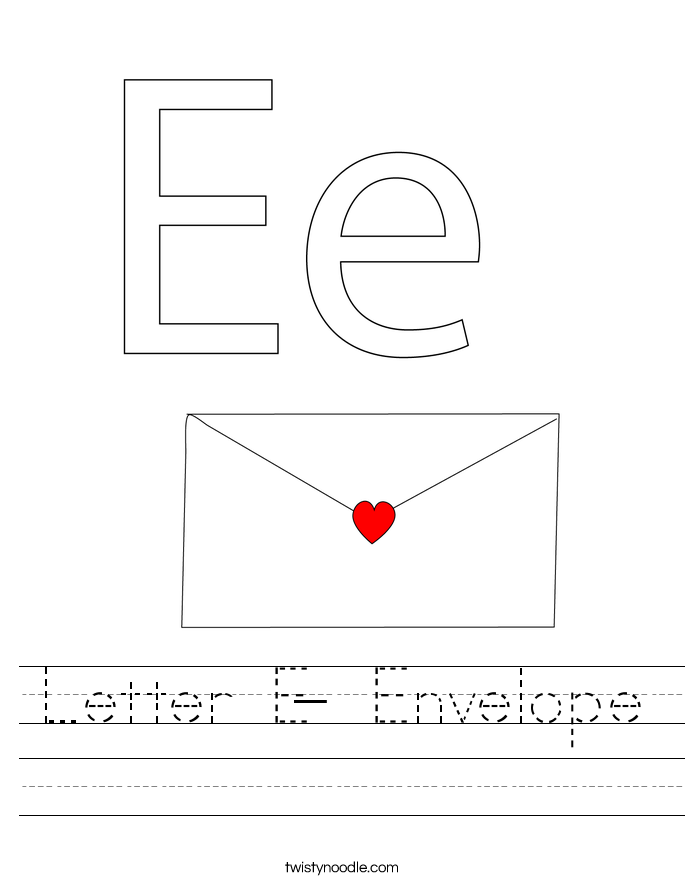 Letter E- Envelope Worksheet
