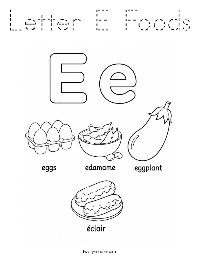 Letter E Foods Coloring Page