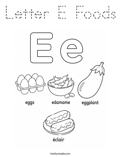 Letter E Foods Coloring Page