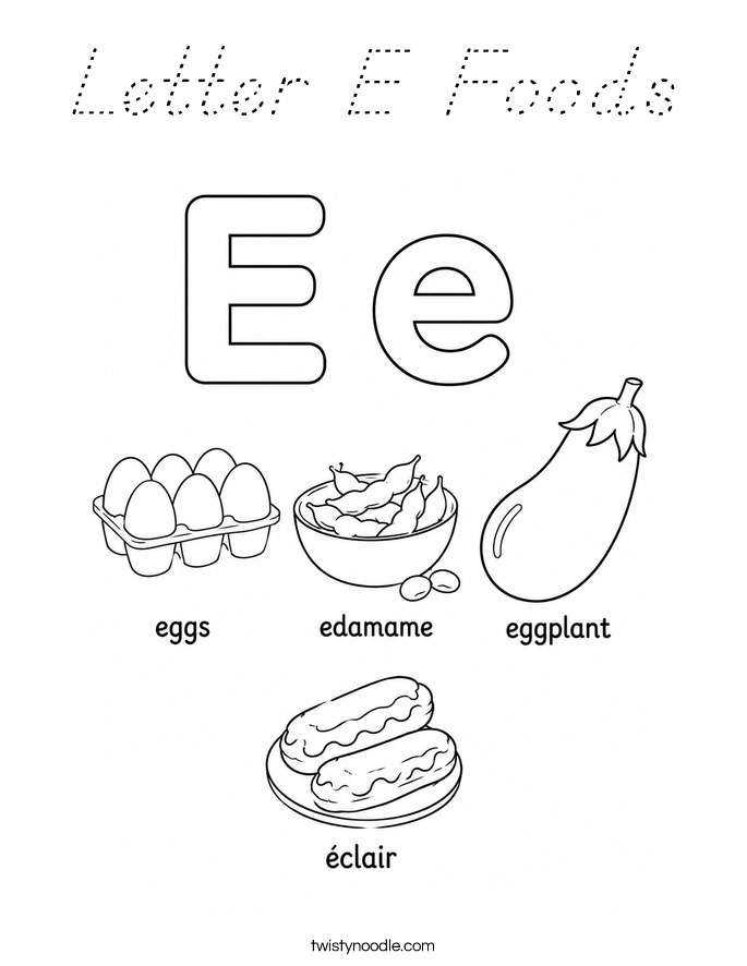 Letter E Foods Coloring Page