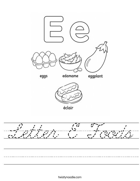 Letter E Foods Worksheet