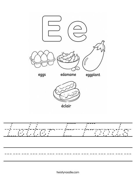 Letter E Foods Worksheet