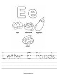 Letter E Foods Worksheet