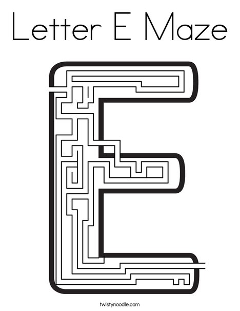 Letter E Maze Coloring Page