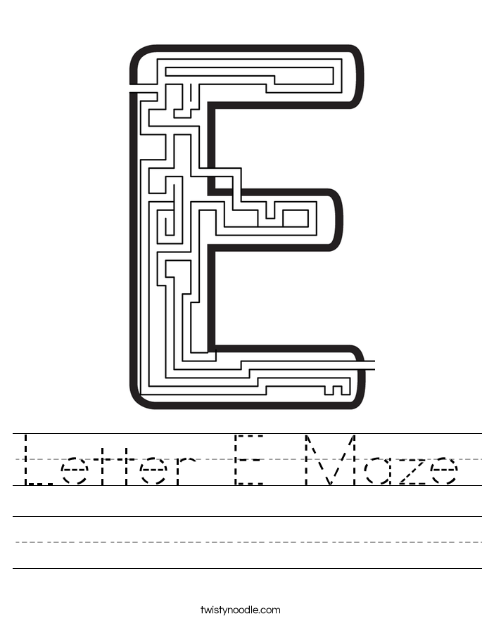 Letter E Maze Worksheet