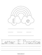 Letter E Practice Handwriting Sheet