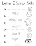 Letter E Scissor Skills Coloring Page