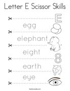 Letter E Scissor Skills Coloring Page
