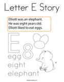 Letter E Story Coloring Page