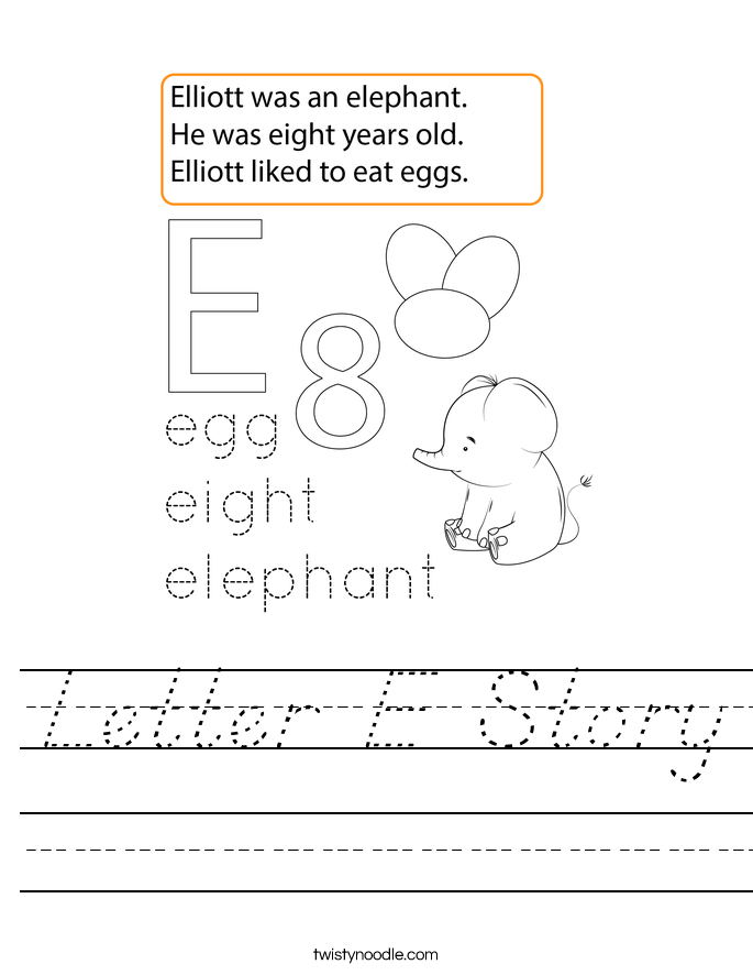 Letter E Story Worksheet