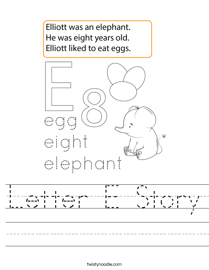 Letter E Story Worksheet